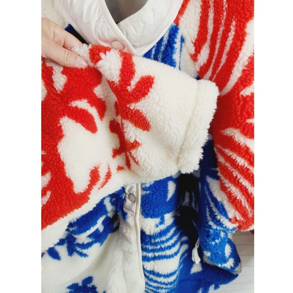 Free People Red White and Blue Floral Sherpa Jacket - Picture 10 of 16